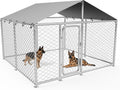 7.8x7.8FT Large Outdoor Dog Kennel Outside,Heavy Duty Dog Enclosure with Waterproof Cover Roof and Steel Fence Security Lock for Dogs(93x93x63in)