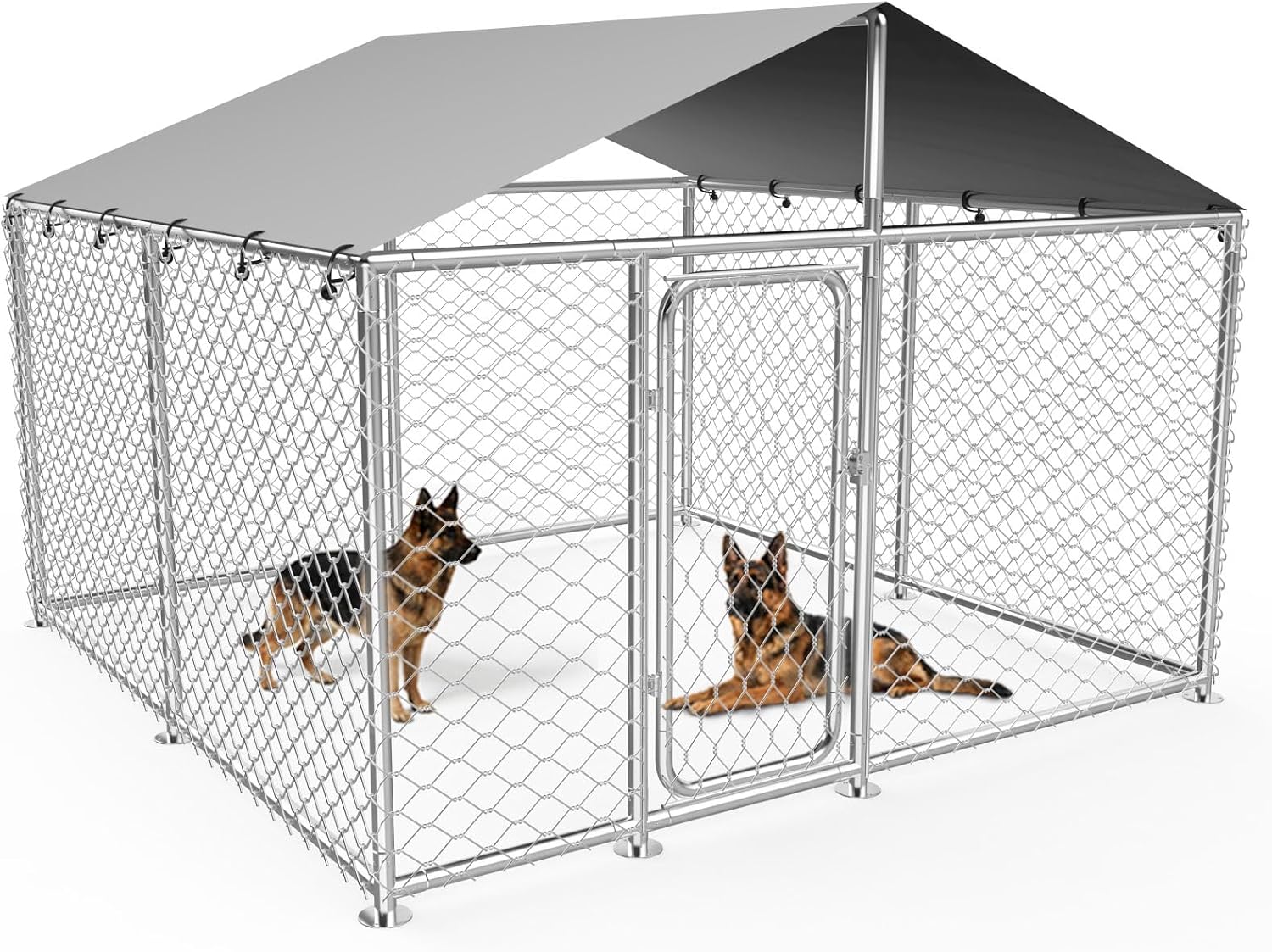 7.8x7.8FT Large Outdoor Dog Kennel Outside,Heavy Duty Dog Enclosure with Waterproof Cover Roof and Steel Fence Security Lock for Dogs(93x93x63in)