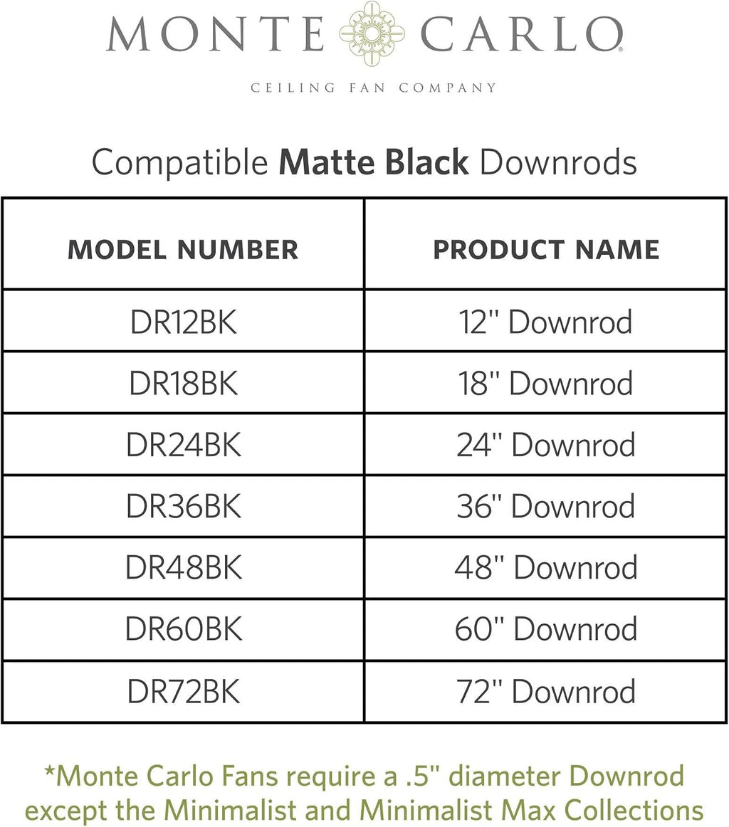 Monte Carlo 3MAVR60BK Maverick Energy Star 60'' Outdoor Ceiling Fan with Remote Control, 3 Balsa Wood Blades, Black
