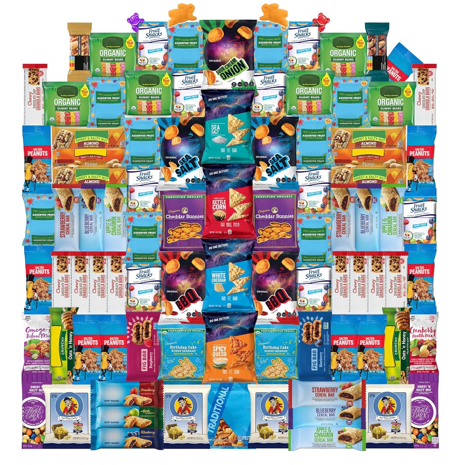 Foxy Fane 150-Count Holiday Gift Box - Variety Pack of 150 Healthy Snacks & Treats