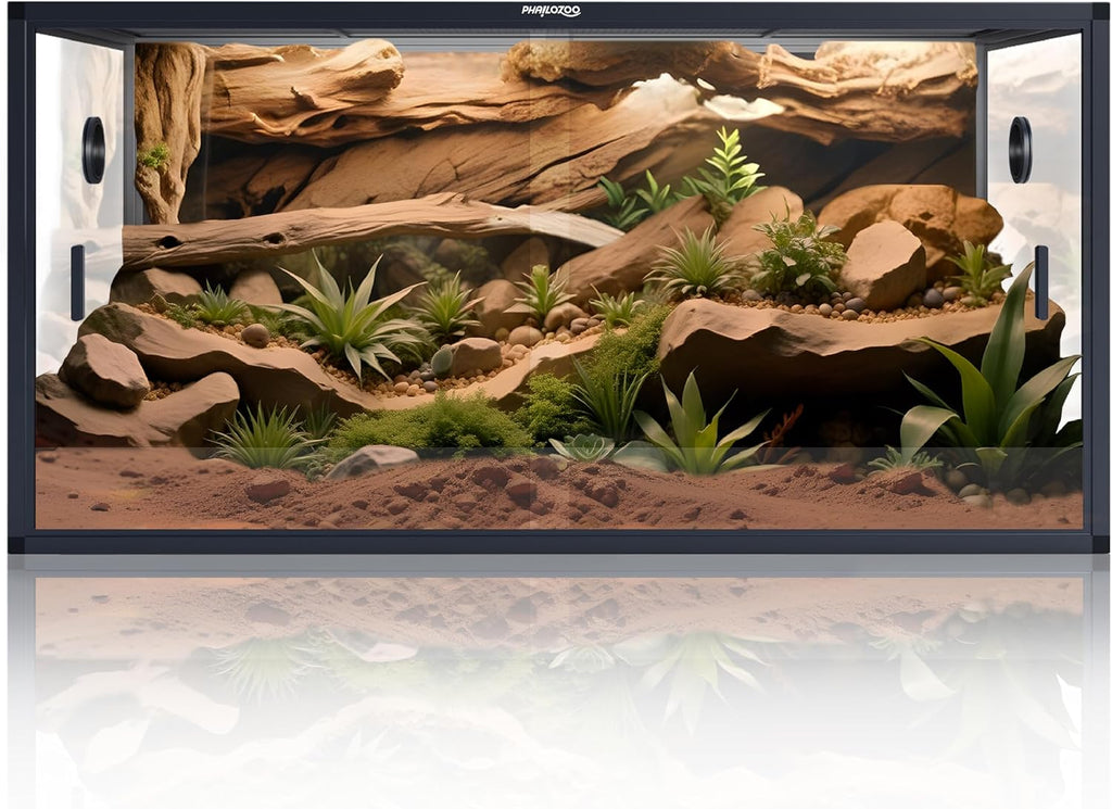 Phailozoo 120 Gallon Bearded Dragon Tank,48' x 24' x 24' Reptile Tank with Sliding Door Top Screen Ventilation, Front Opening Reptile Enclosure for Easy Maintenance