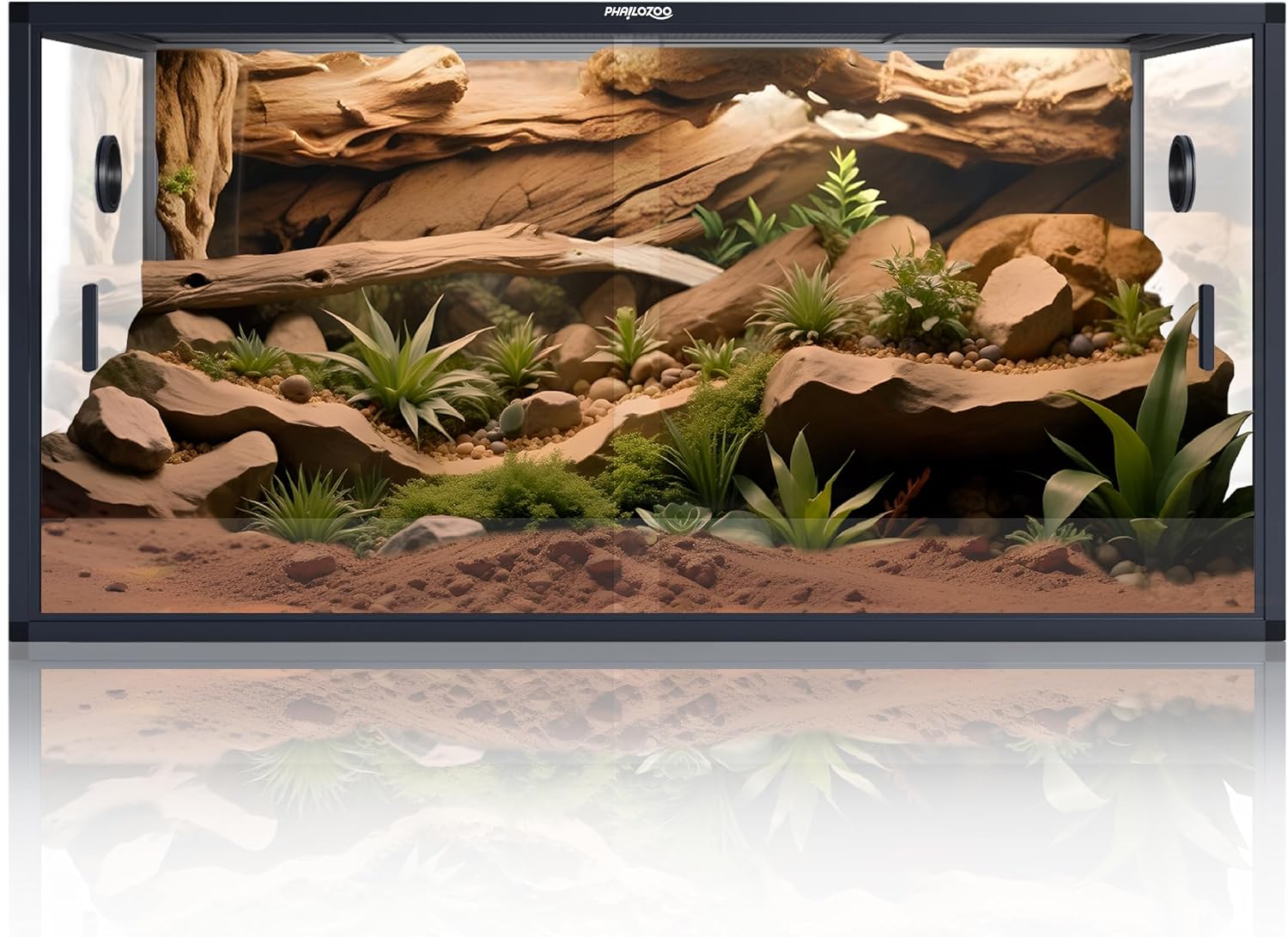 Phailozoo 120 Gallon Bearded Dragon Tank,48' x 24' x 24' Reptile Tank with Sliding Door Top Screen Ventilation, Front Opening Reptile Enclosure for Easy Maintenance