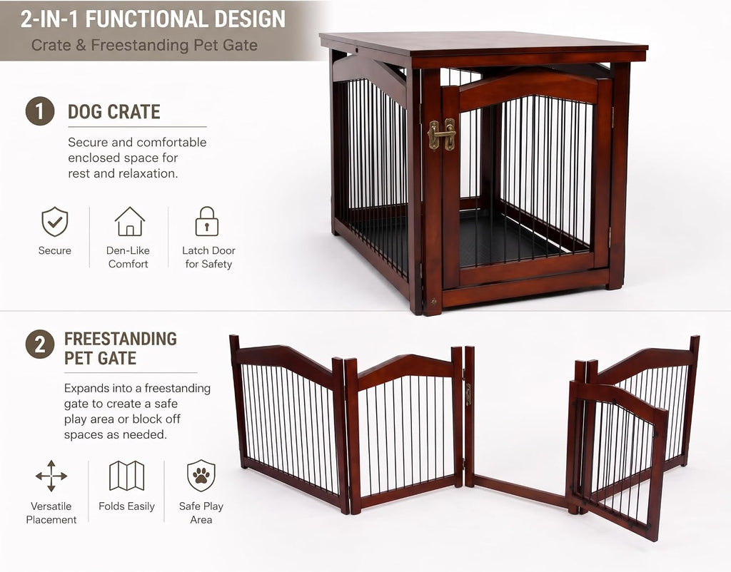 Merry Pet 2-in-1 Configurable Pet Crate and Gate, Medium