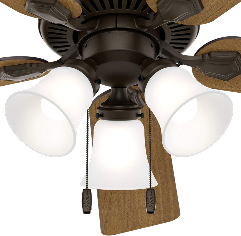 Hunter Fan 52 inch Indoor Traditional New Bronze Ceiling Fan with Light Kit (Renewed)