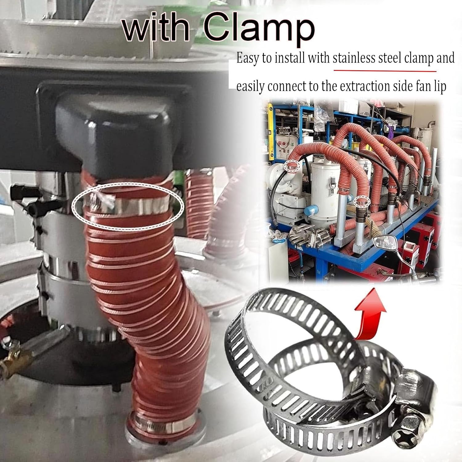 Flexible Ducting Hose, 1 Meter-10 Meter Heat-resistant Exhaust Hose, for Auto Shop Dryer Power Generator Ac, Air Duct Induction Intake Pipe Hose With Clamps & Steel Support(140mm(5 1/2'),L-10m(32.8ft)