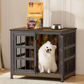26'' Dog Crate Furniture Large Breed Dog Crate Dog Kennels for Inside Wooden Dog Crates End Table Heavy Duty Indoor Combination Cage for Medium to Large Dogs Walnut