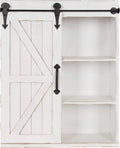 Kate and Laurel Cates Modern Farmhouse Decorative Wood Wall Storage Shelving Cabinet with Sliding Barn Door, Rustic White