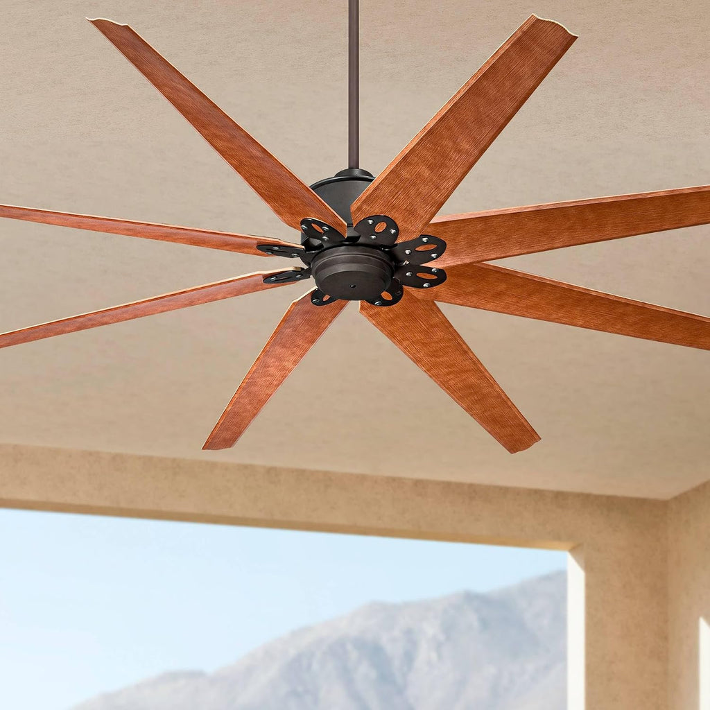 Casa Vieja 72' Predator Industrial Rustic Farmhouse Indoor Outdoor Ceiling Fan with Remote Control English Bronze Cherry Damp Rated for Patio Exterior House Home Porch Gazebo Garage with 4' Downrod