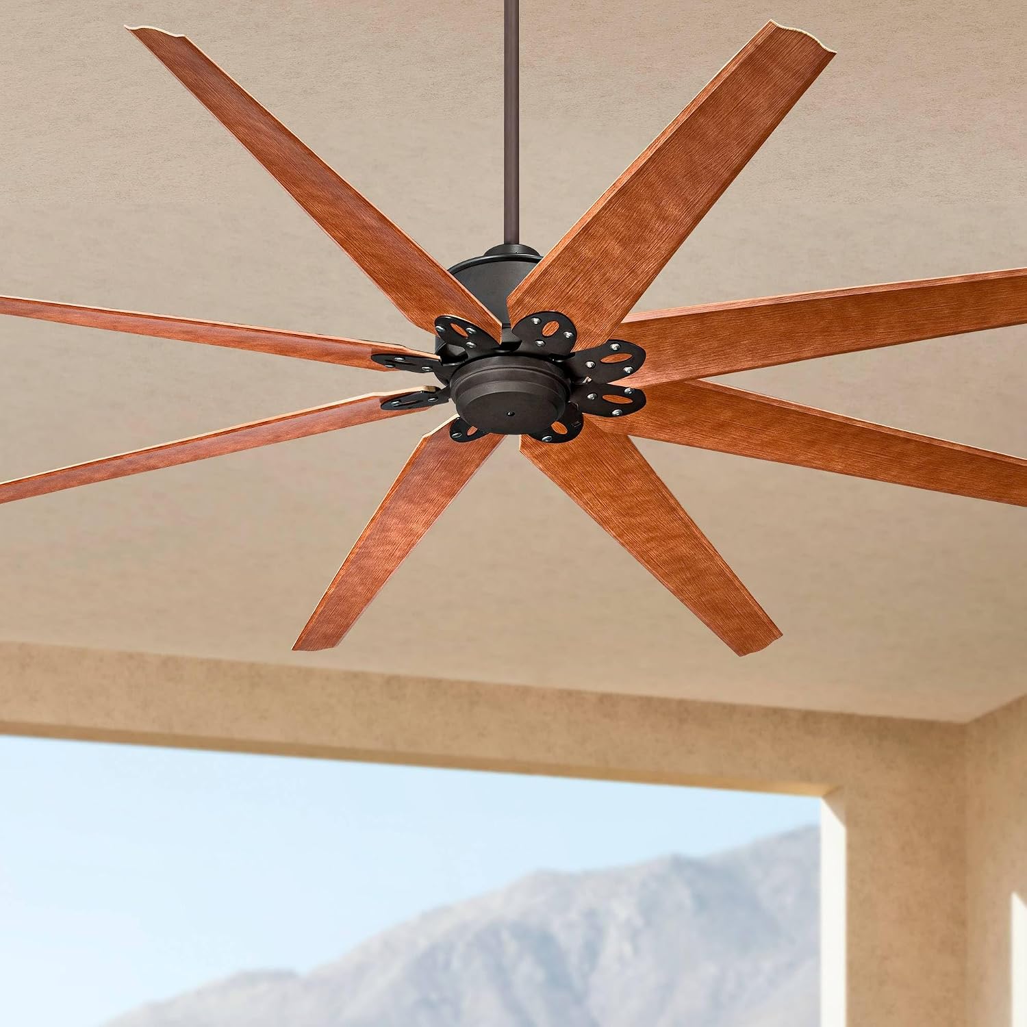 Casa Vieja 72' Predator Industrial Rustic Farmhouse Indoor Outdoor Ceiling Fan with Remote Control English Bronze Cherry Damp Rated for Patio Exterior House Home Porch Gazebo Garage with 4' Downrod