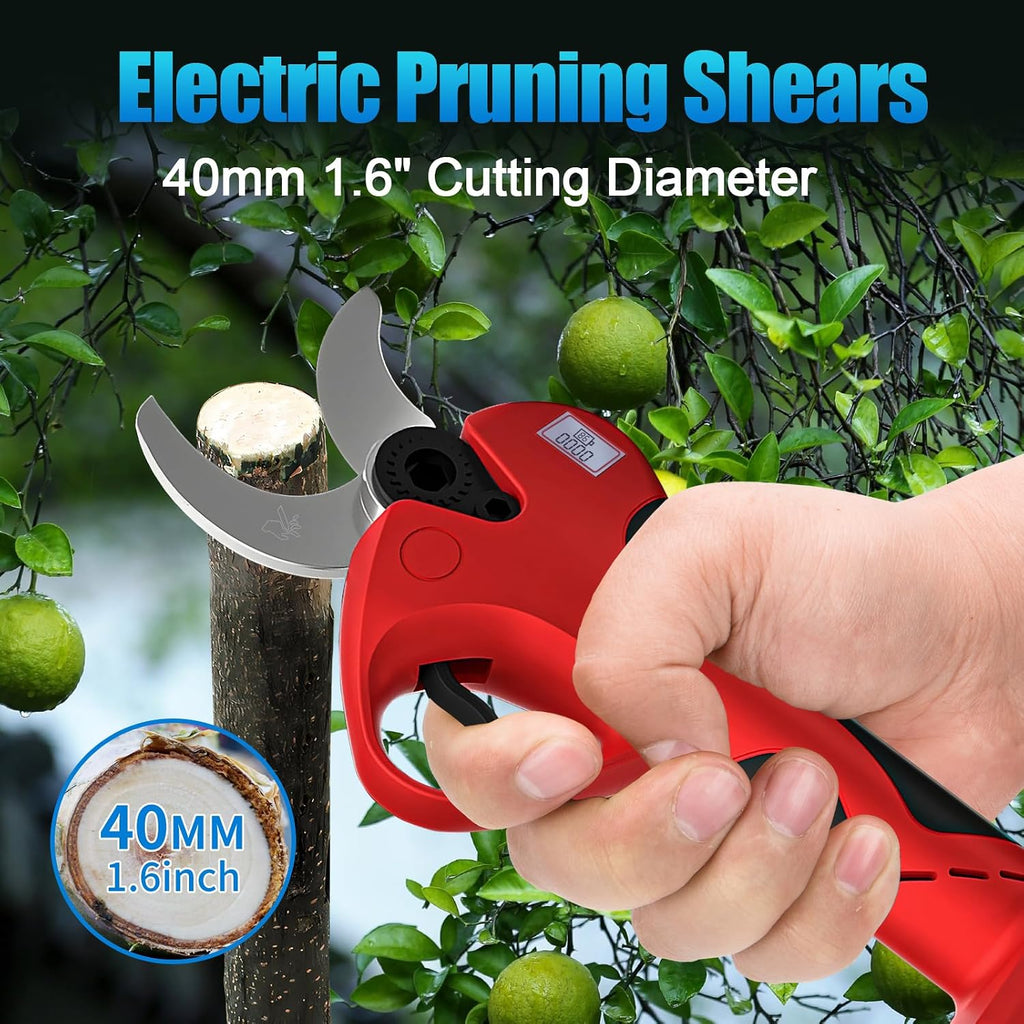 Electric Pruning Shears Cordless, 1.6'(40mm) Cordless Pruner, 2Pcs 2000mAh Battery Operated Pruning Shears & Electric Tree Pruner, SK5 Steel Blades Battery Powered Pruning Shears JOVANT