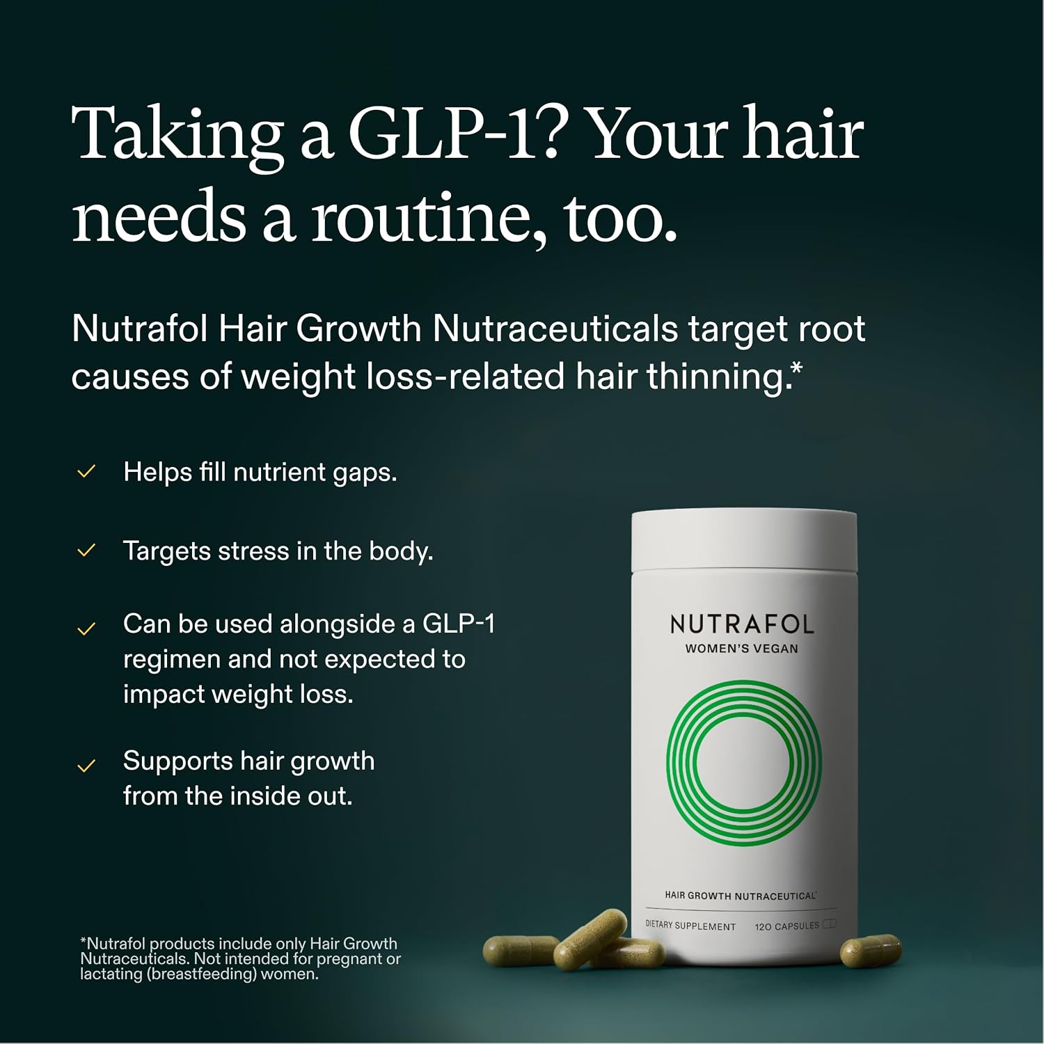 Nutrafol Women's Hair Growth Supplements, for Women 18-44 Years Old, Clinically Tested for Visibly Thicker, Stronger Hair, 100% Vegan Ingredients, Dermatologist Recommended - 2 Month Supply