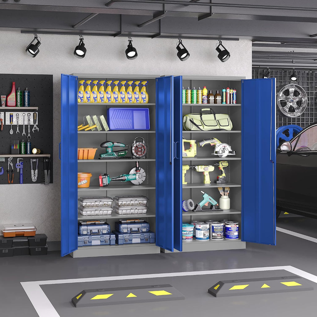 Metal Garage Storage Cabinet,Steel Storage Cabinet with Doors and Adjustbale Shelves,Lockable Tool Cabinet for Garage,Basement,Home Office,School