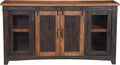 Martin Svensson Home 65' Solid Pine Wood Entertainment Center with Storage. Rustic TV Stand for TVs up to 70.' Sliding Doors, Adjustable Shelves & Cable Management – Black and Honey Finish