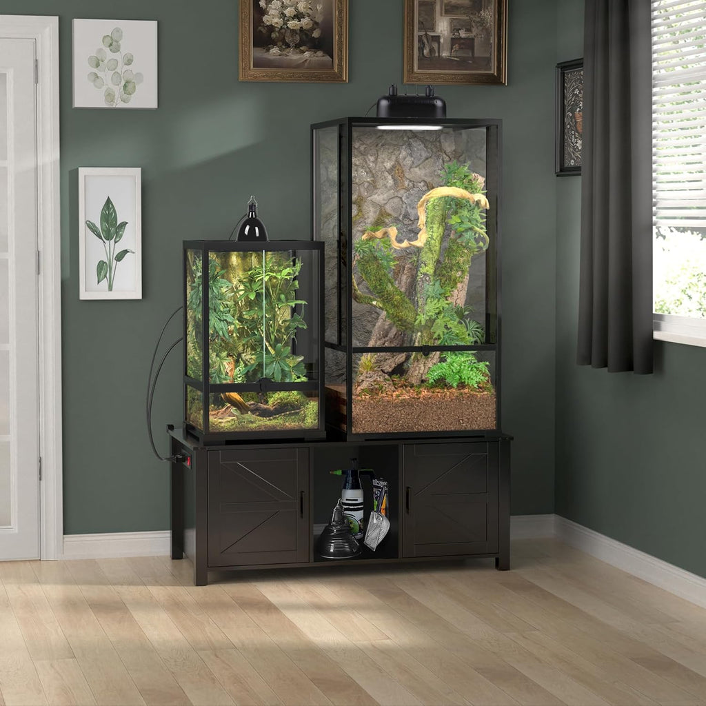 GDLF 48'x24' Reptile Tank Stand for 120–230 Gallon Terrariums – Fits Tall Enclosures or Stacked 4x2x2 PVC Tanks – Furniture-Style Cabinet with Storage – Holds Up to 500 lbs