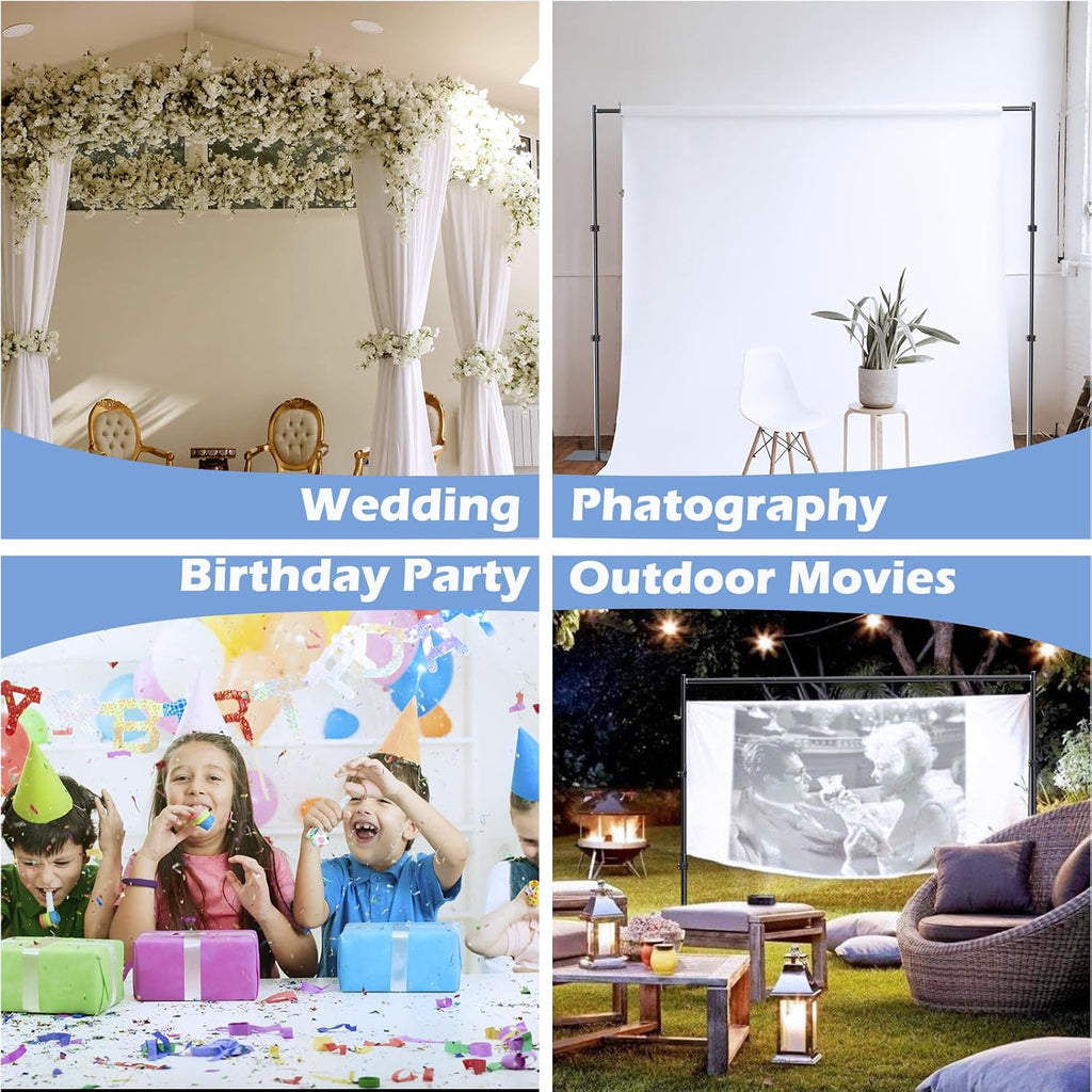 TOCRETOARE Heavy Duty Backdrop Stand, 10x10ft Pipe and Drape Backdrop Stand Kit with Upgrade Clip on Telescopic Poles Frame and Metal Base, Background Holder for Parties Wedding Birthday Photography