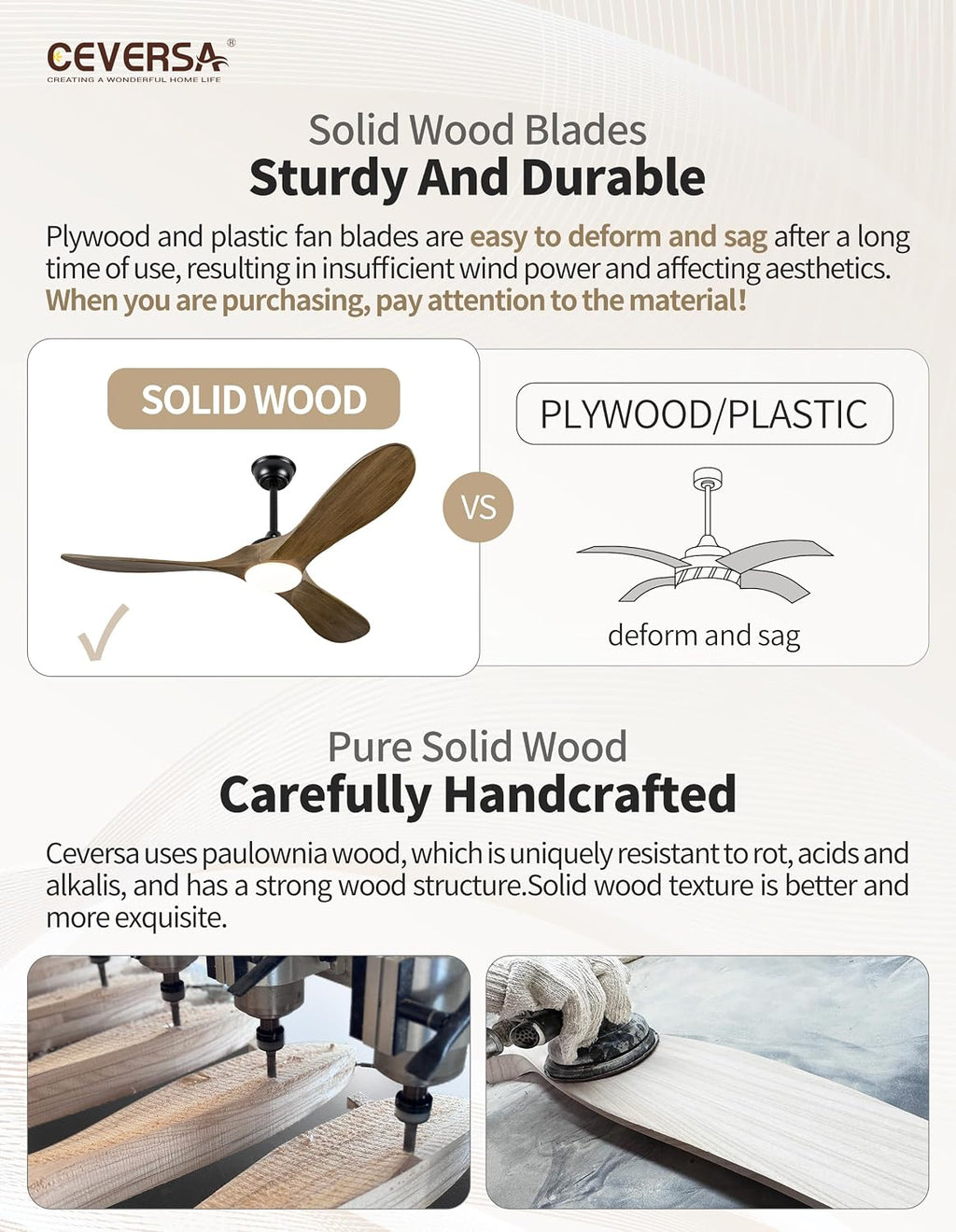52 Inch Ceiling Fans with Lights and Remote,3 Blades Outdoor Wood Rustic Propeller Grey Ceiling Fans,Quiet Noiseless DC Motor,for Farmhouse,Living Room,Bedroom,Indoor