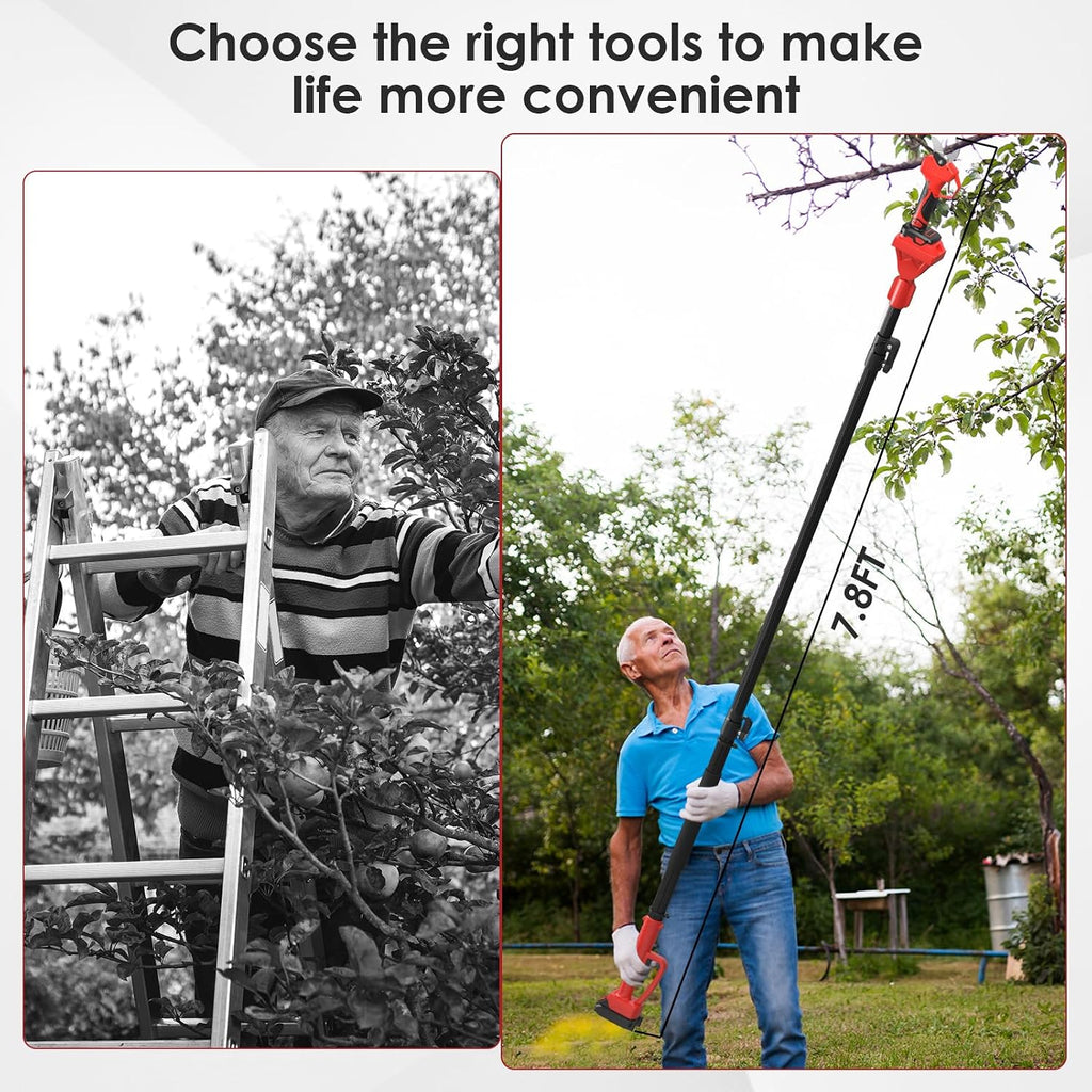 Electric Pruning Shears with Telescopic Rod, 50mm 1.96' Cutting Diameter Cordless Pruner with 2 Rechargeable Batteries, Tree Branch Cutter with SK7 Blade for Gardening Pruning
