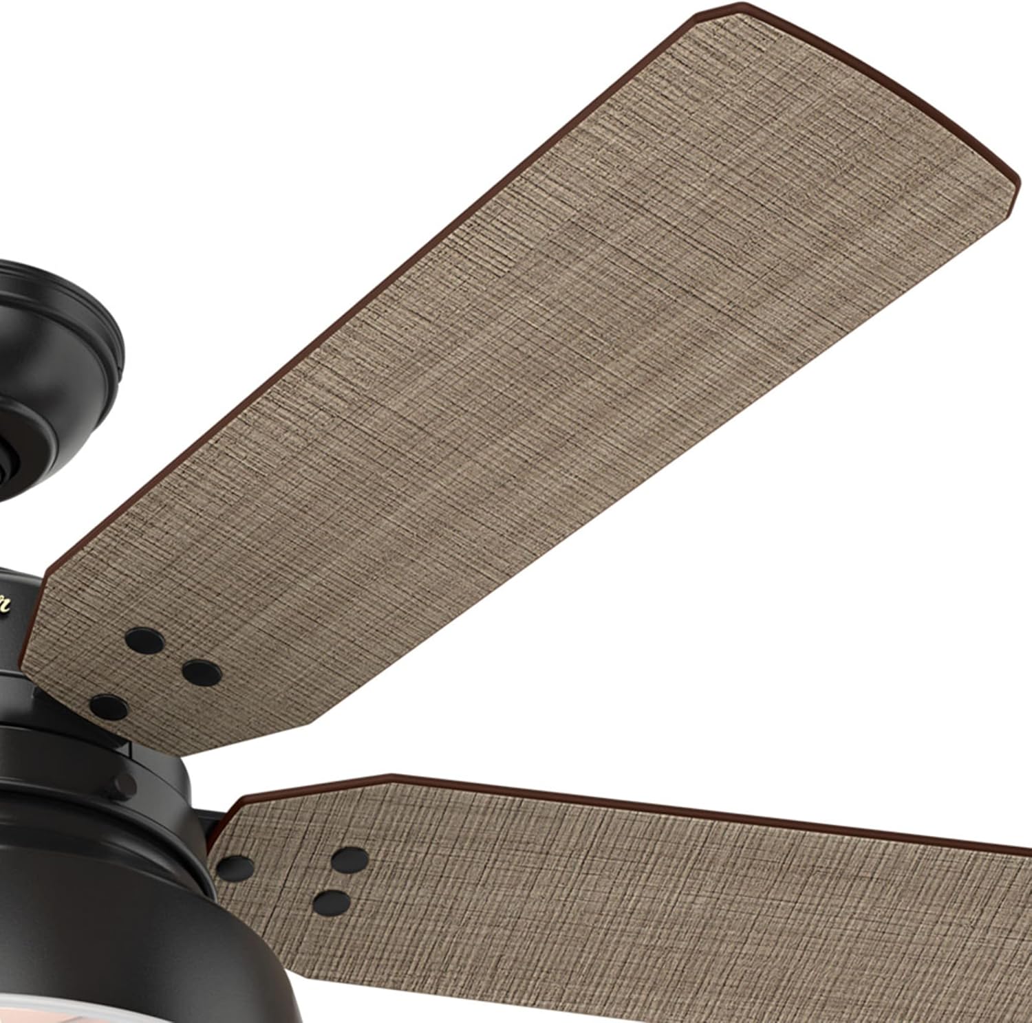 Hunter 52 inch Outdoor or Indoor Ceiling Fan with LED Light - Black Rustic Ceiling Fan with Pull Chain, For Bedroom, Living Room, or Patio, Standard Mount, No Remote - Mill Valley 59307, Matte Black