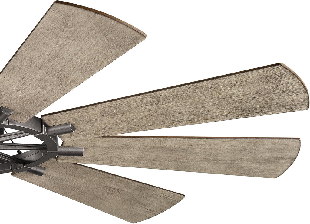 Kichler Gentry XL 65' Ceiling Fan with Lights, 1-Light LED, 3000K, 9-Blade Modern Industrial Fan for Bedroom in Anvil Iron, (65' W x 16.5' H), 300265AVI
