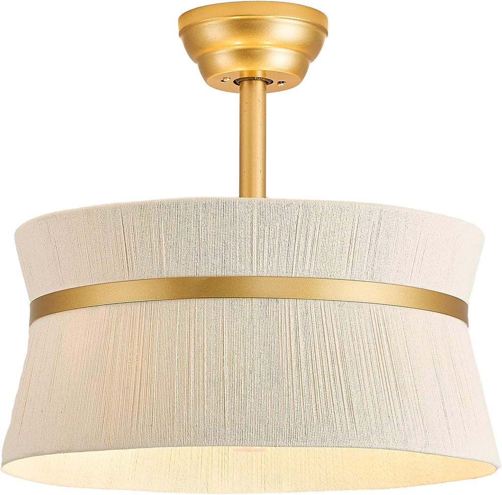 Boho Caged Ceiling Fan with Light，Rattan Fandelier Ceiling Fan with Light and Remote Control, Coastal Chandelier Fan for Bedroom, Living Room,Kitchen,Foyer(20 Inch, 6 Speed, Timing Adjustable Height)
