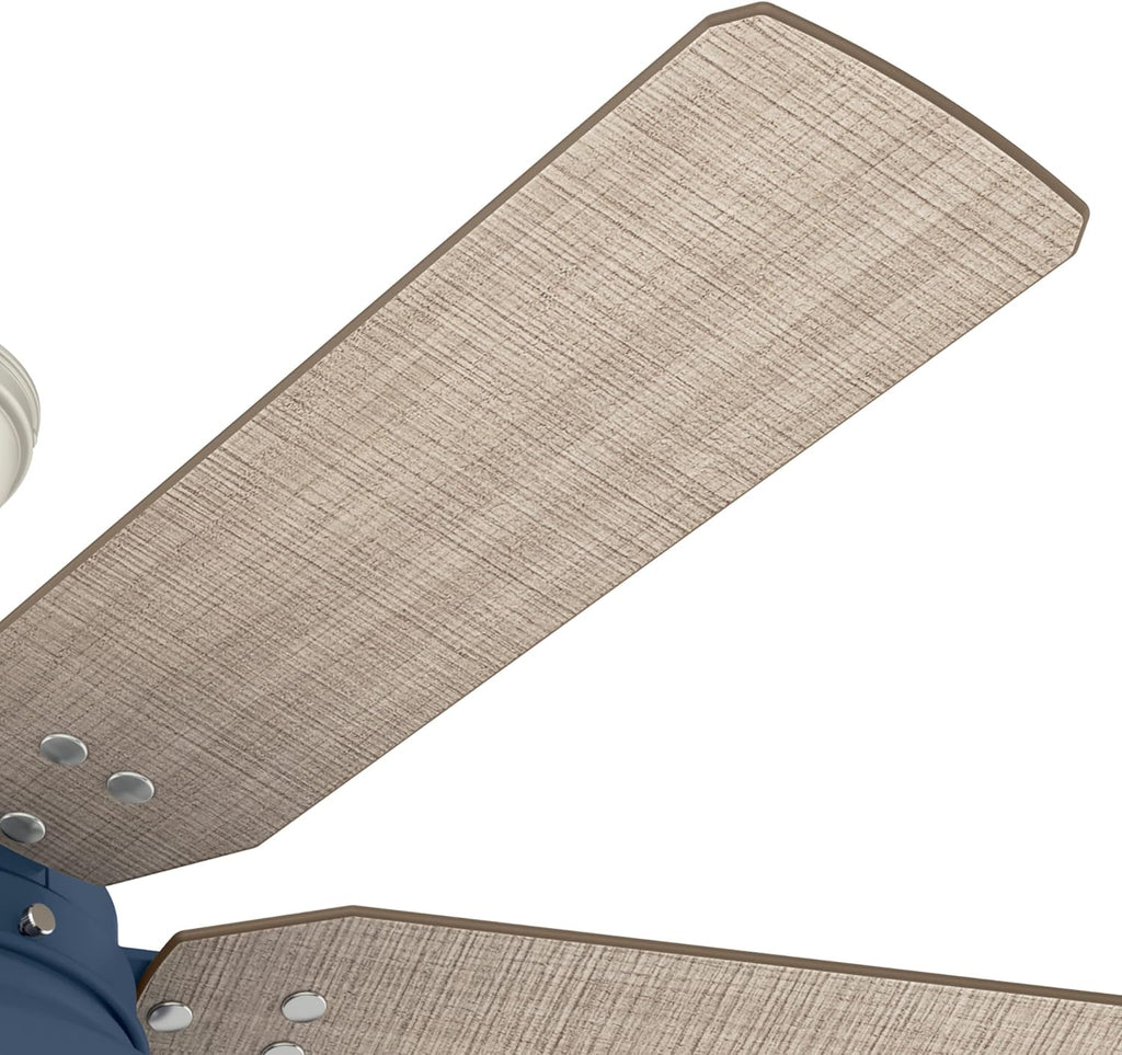 Hunter 52 inch Outdoor or Indoor Ceiling Fan with LED Light - Rustic Ceiling Fan with Pull Chain, For Bedroom, Living Room, or Patio, Standard Mount, No Remote - Mill Valley 50252, Indigo Blue