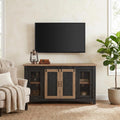 Martin Svensson Home 65' Solid Pine Wood Entertainment Center with Storage. Rustic TV Stand for TVs up to 70.' Sliding Doors, Adjustable Shelves & Cable Management – Black and Driftwood Finish