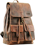Handmade World Full Grain Buffalo Leather Backpack for Men Fit Upto 17 Inch Laptop Travel Business Rucksack Trailblaze Expedition Vintage Brown Carry On Work Bag Travel Knapsack