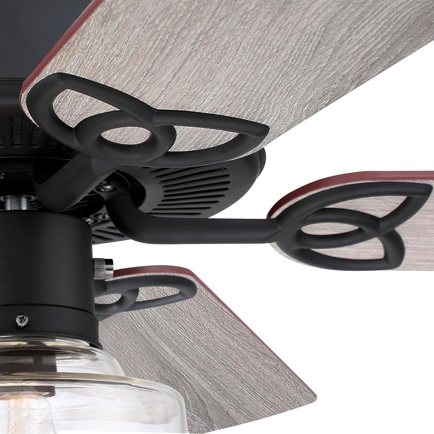 Westinghouse Lighting 7304800 Scholar, Vintage-Style LED Ceiling Fan with Light, 52 Inch, Matte Black Finish, Clear Glass