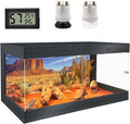 ROYXEN Reptile Tank, 34 Gallons Reptile Enclosure with Lockable Design, Tempered Glass Bearded Dragon Tank for Lizard Habitat, Soild Wood Built-in Sockets (Black, 32'x16'x15.5')