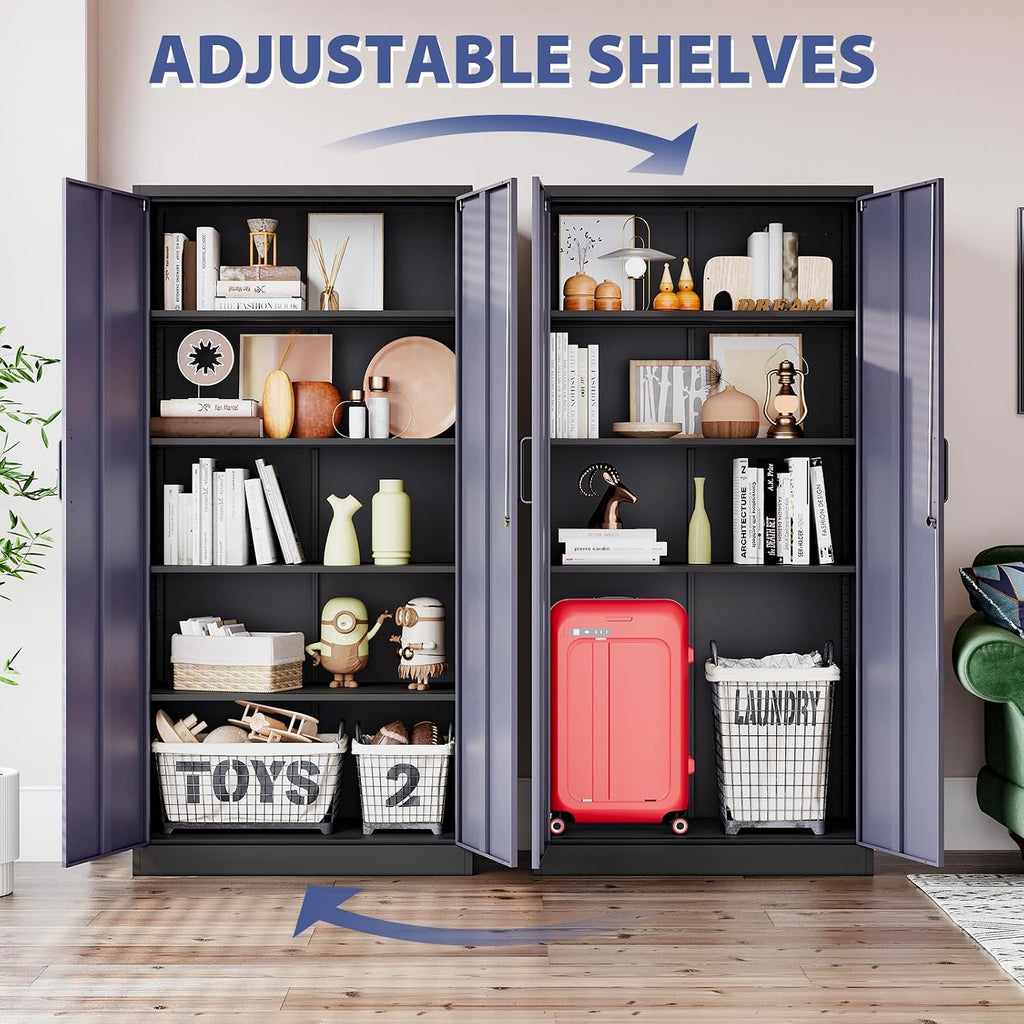 Metal Locker Storage Cabinet,Locking Cabinet with Doors and Adjustbale Shelves,Garage Storage Cabinets for Basement,Home Office
