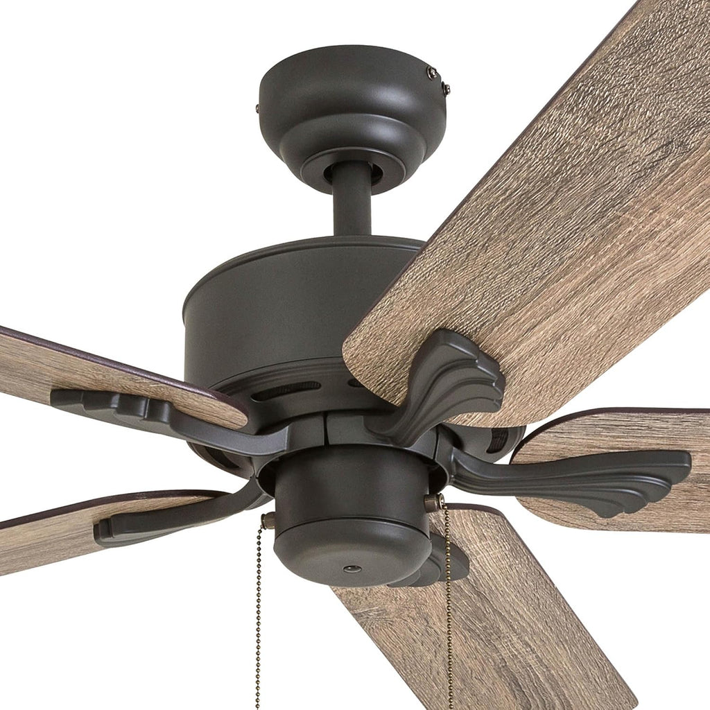 Prominence Home Glencrest, 52 Inch Farmhouse Ceiling Fan with No Light, Remote Control, Three Mounting Options, 5 Dual Finish Blades, Reversible Motor - 50682-01 (Bronze)