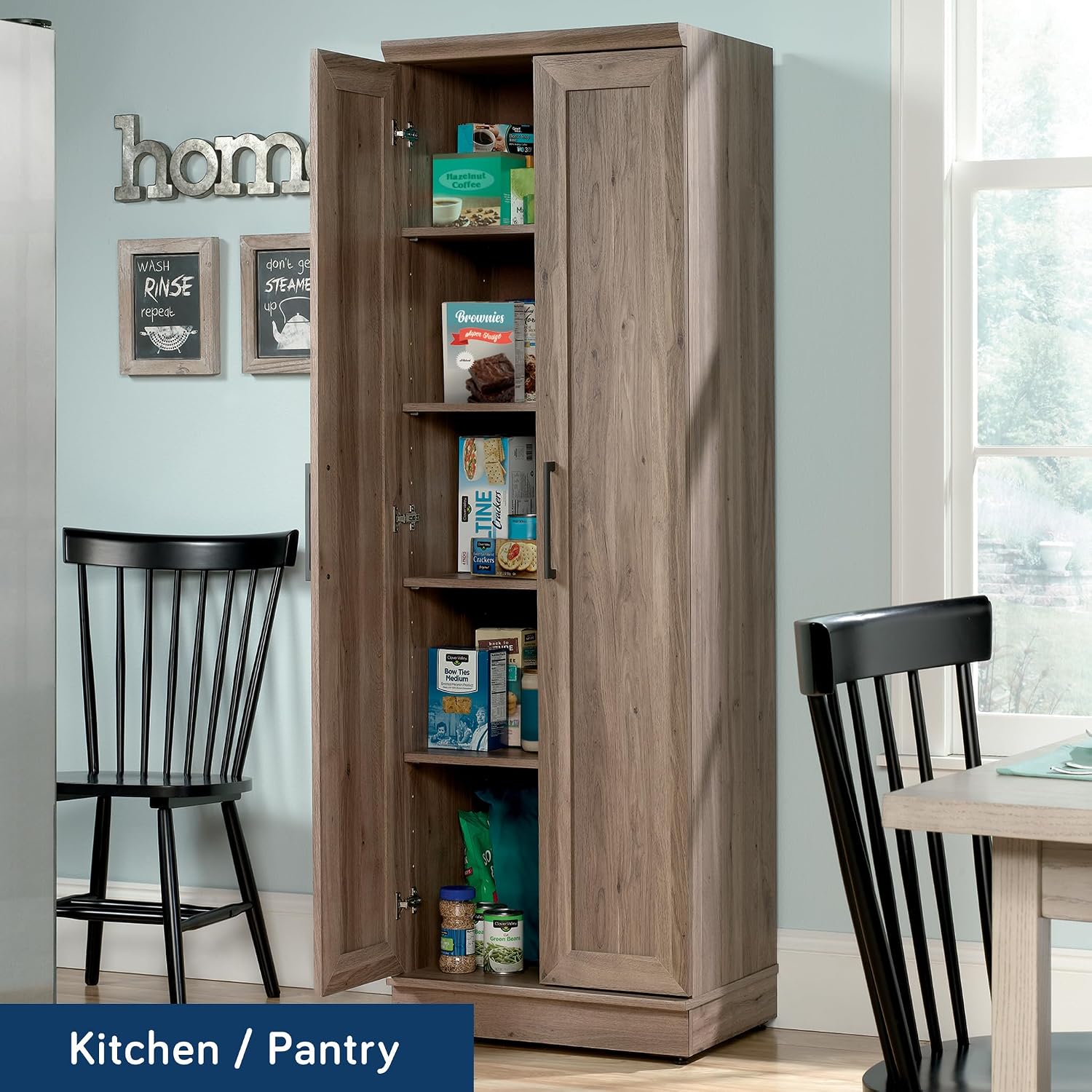 Sauder HomePlus Storage Cabinet/ pantry cabinets, Salt Oak finish