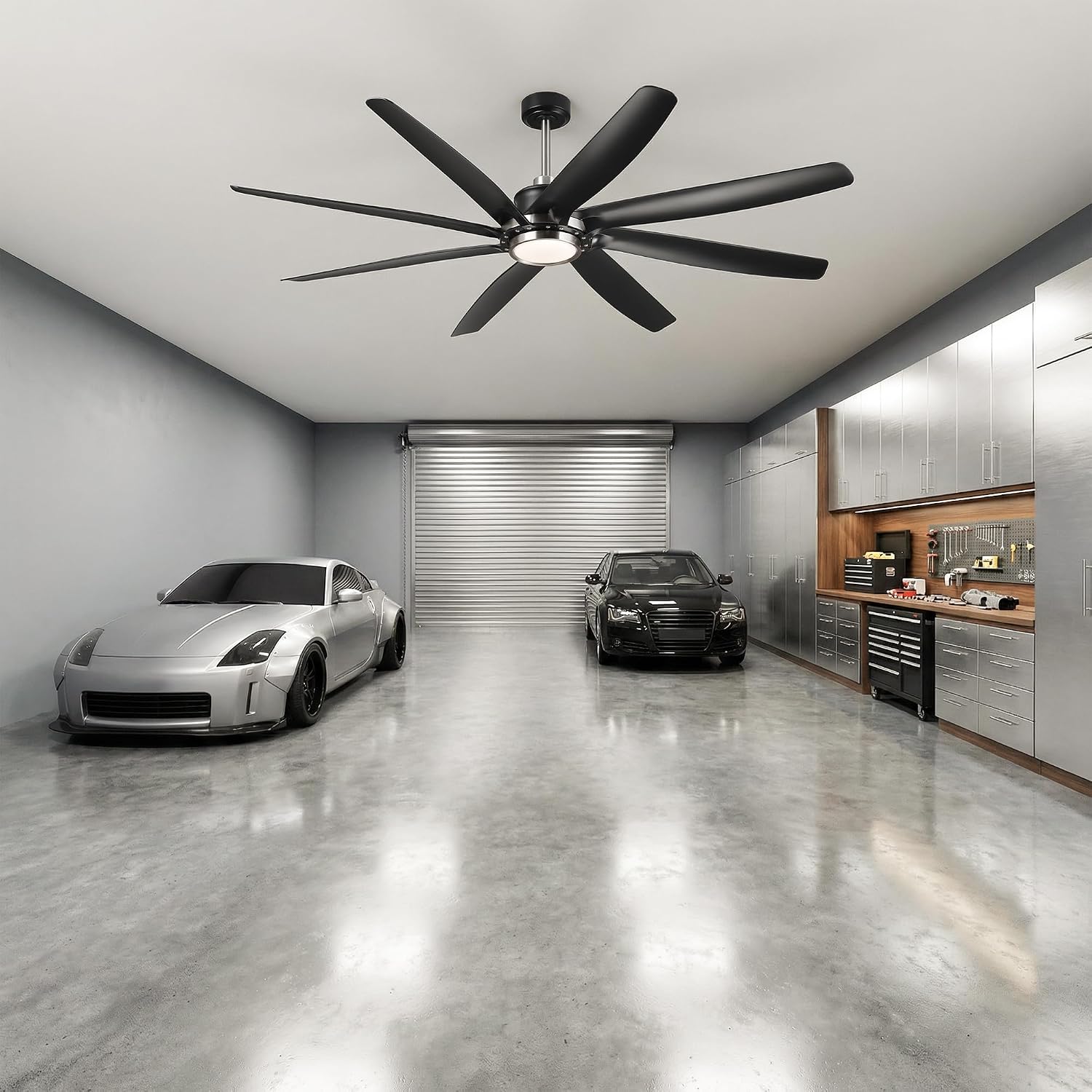 72 Inch Ceiling Fans with Lights and Remote Control, Black Industrial Chandelier Ceiling Fan, Dimmable LED & 3CCT, 6 Speeds Reversible DC Motor, Timer, Lighting Ceiling Fans for Bedroom Living Room