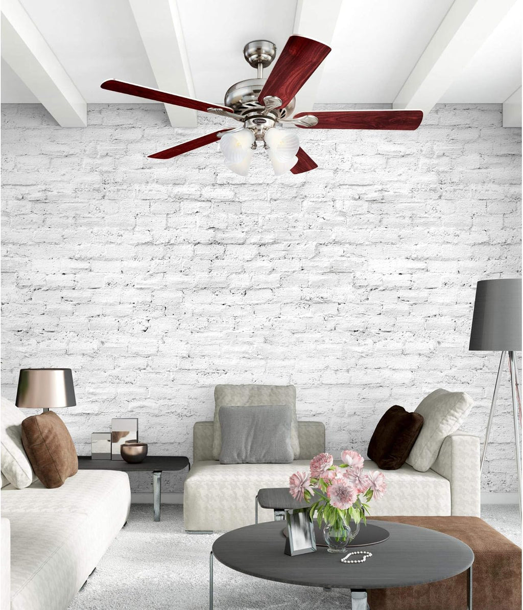 Westinghouse Lighting 7235900 Swirl Indoor Ceiling Fan with Light, 52 Inch, Brushed Nickel