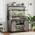 VOWNER Farmhouse Reptile Tank Stand with Power Outlet, 48' X 24' Tabletop Fits up to 120 Gallon Bearded Dragon Tank, Heavy Duty Aquarium Stand with Storage Cabinet, Reptile Turtle Terrarium Stand Grey
