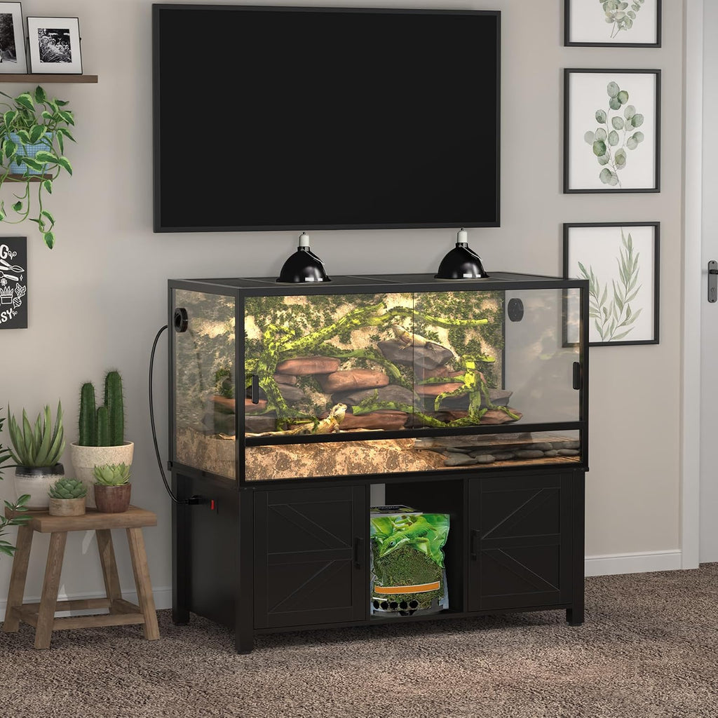 GDLF 48'x24' Reptile Tank Stand for 120–230 Gallon Terrariums – Fits Tall Enclosures or Stacked 4x2x2 PVC Tanks – Furniture-Style Cabinet with Storage – Holds Up to 500 lbs