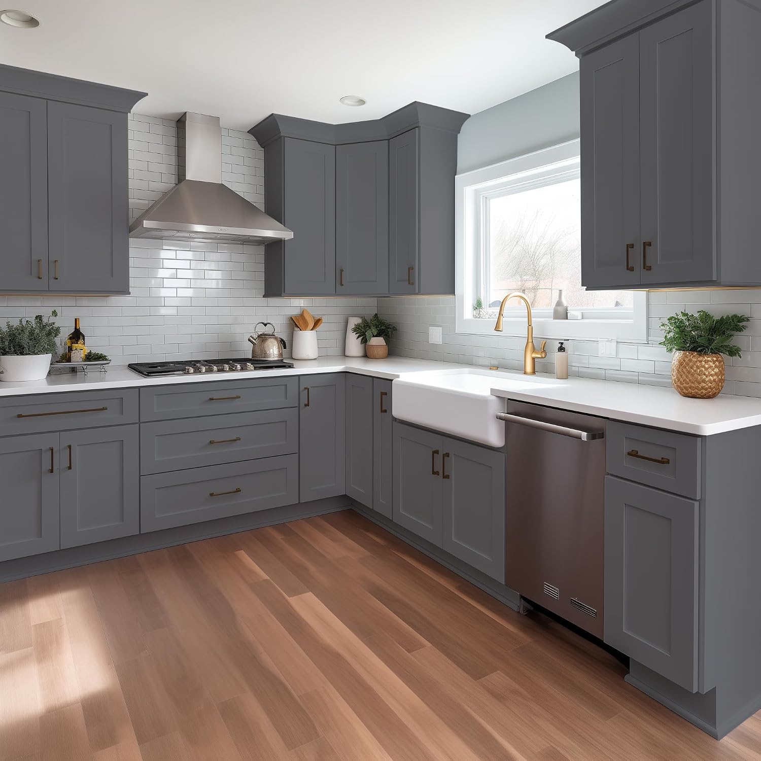 33 Inch RTA Kitchen Sink Base Cabinet - Solid Wood Shaker Style Farmhouse Cabinet with Soft Close Doors, Fits 24-30 Inch Undermount Sinks, Ready to Assemble (Pebble Gray)