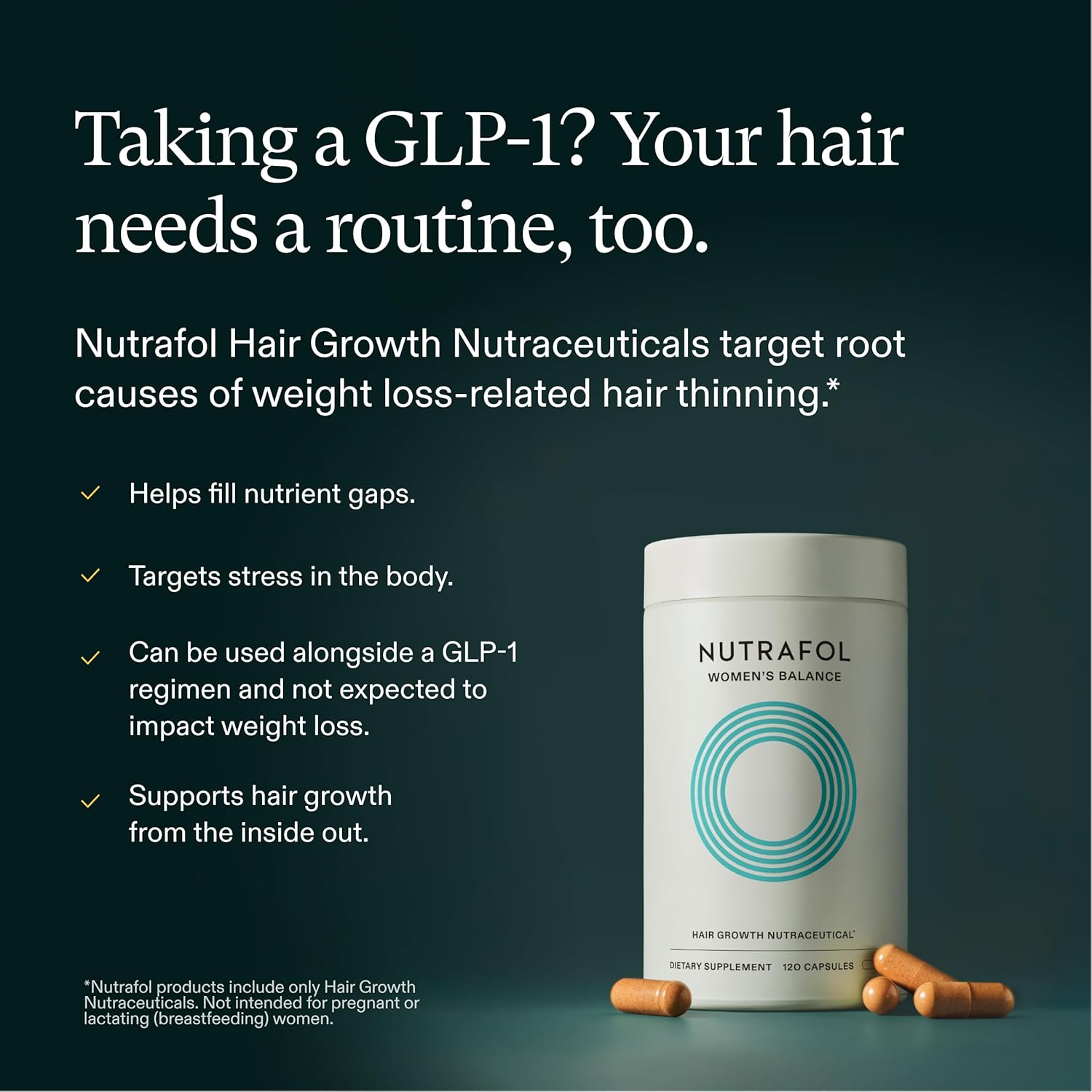 Nutrafol Women's Balance Hair Growth Supplements, Dermatologist Recommended, Ages 45 and Up, Clinically Proven for Visibly Thicker Hair and Scalp Coverage - 2 Month Supply, Pack of 2