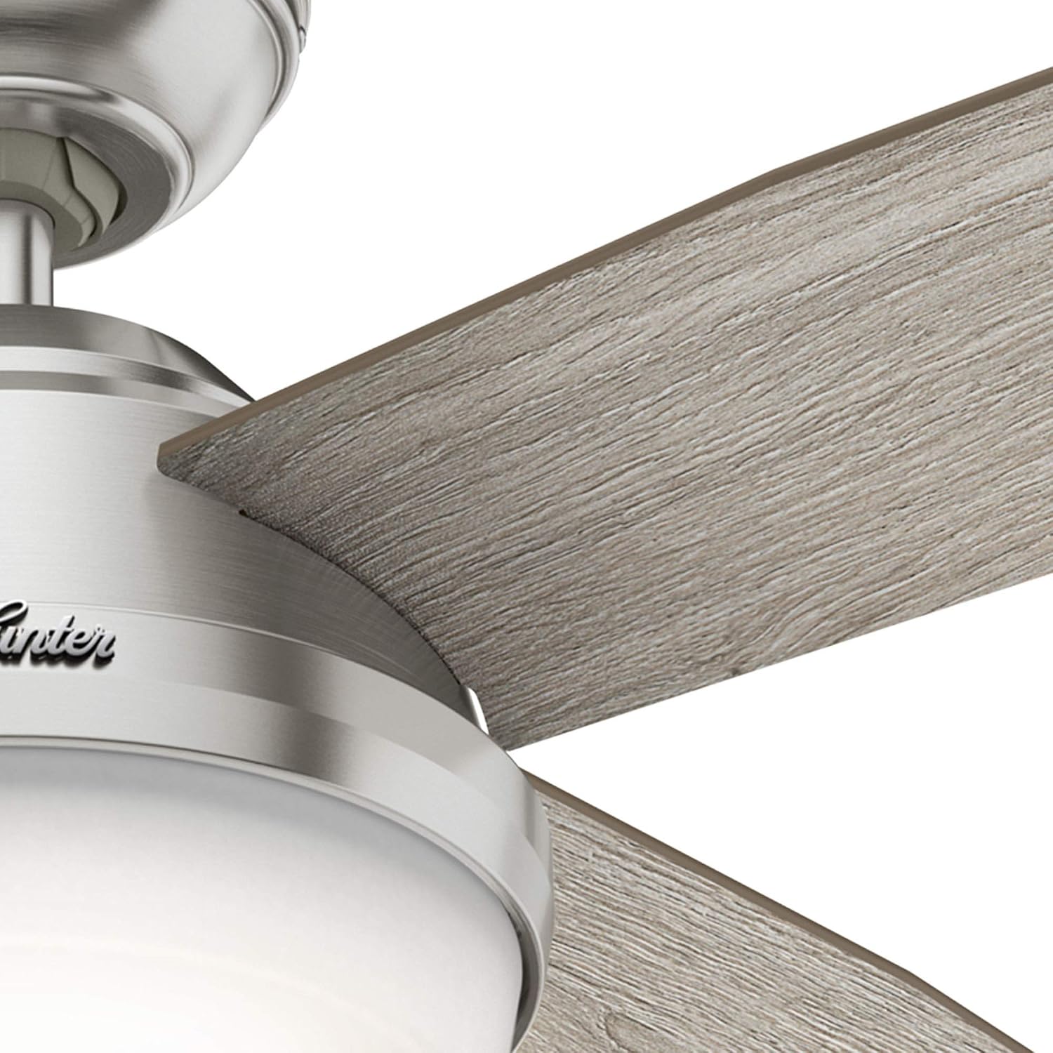 Hunter Fan 52 inch Contemporary Indoor Brushed Nickel Ceiling Fan with Light Kit and Remote Control (Renewed)