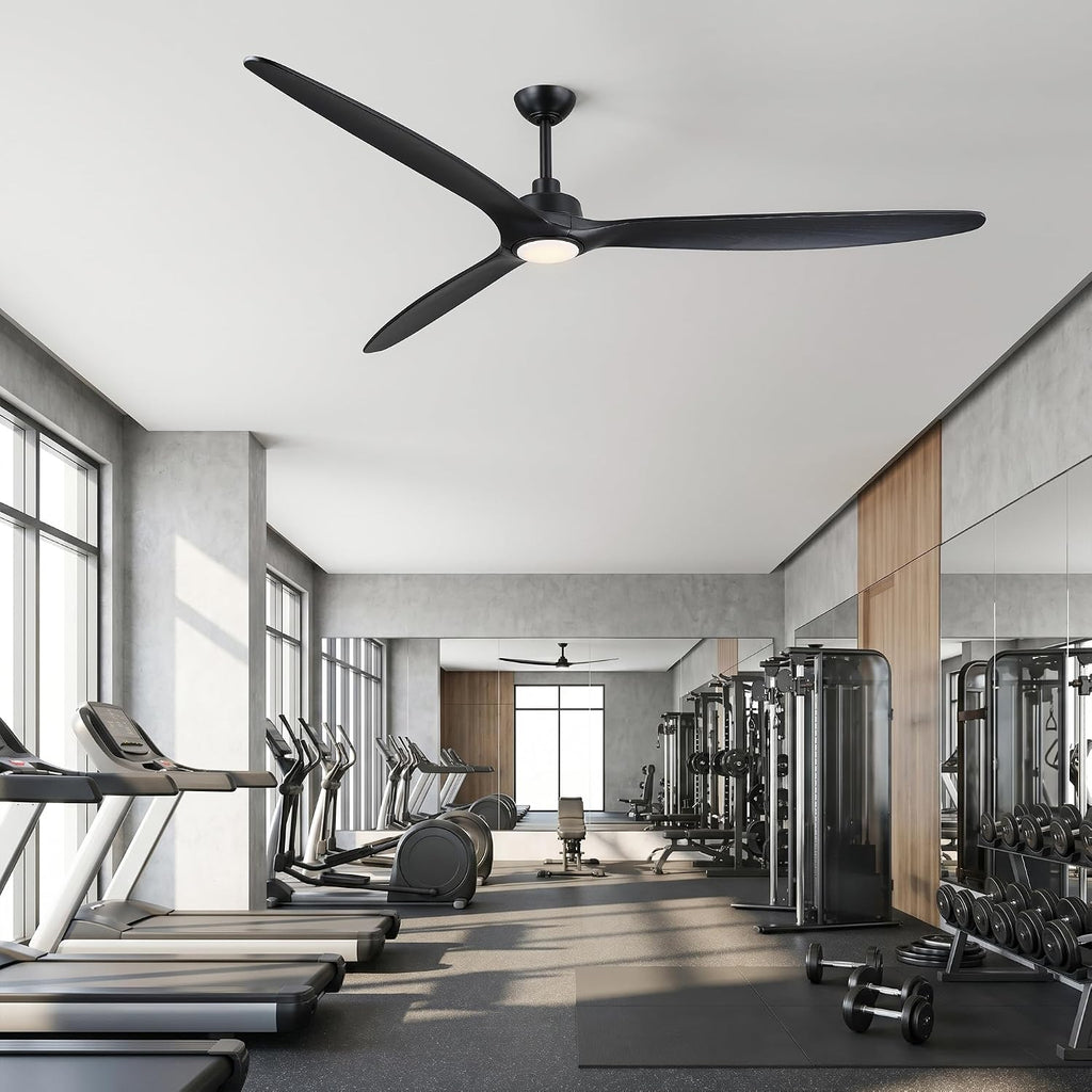 80 Inch Ceiling Fans with Lights and Remote Large Quiet Outdoor Ceiling Fan | Reversible Quiet DC Motor, 3 Natural Wood Blades, 6-Speed, 3CCT & Dimmable LED, High CFM Modern Big Fan for Living Room Patio