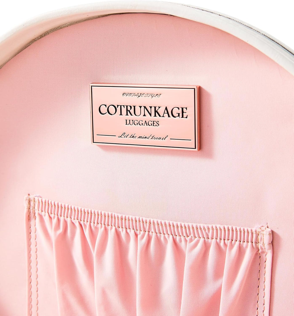 COTRUNKAGE Small Floral Round Hat Box Vintage Luggage Cosmetic Case, D.12/Embossed Blue