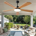 NKPU Ceiling Fans with Lights and Remote Control, 5 Solid Wood Blades, 3CCT Dimmable, 56 Inch Modern Outdoor Ceiling Fans for Bedroom Farmhouse Patios, Quiet DC Motor