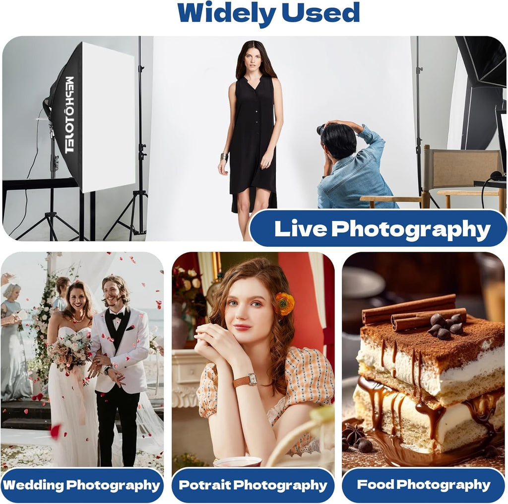 Photography Softboxes Kit with 6.6x10ft Backdrop Stands, 5 Tripod Stands, 3 Color Background Screen, Softbox with 85W Led Bulb, Photo Studio Equipment for Video Shoot, Product & Portrait