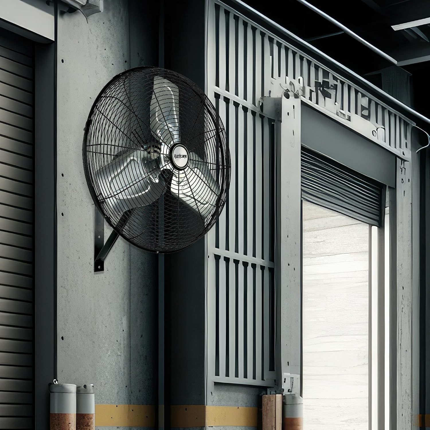 Hurricane 30' Pro Commercial Grade Oscillating Wall Mount Fan, Black - Heavy-Duty All-Metal Corded Electric Air Cooling Unit for Home, Garage, Greenhouse, or Workshop
