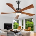 60 Inch Ceiling Fans with Lights and Remote, USA Original Patent Modern Ceiling Fan, ETL Listed, 3 Downrods, 5 Blades, 6 Speeds Reversible Quiet DC Motor Indoor Outdoor Fans,60' Walnut Wood