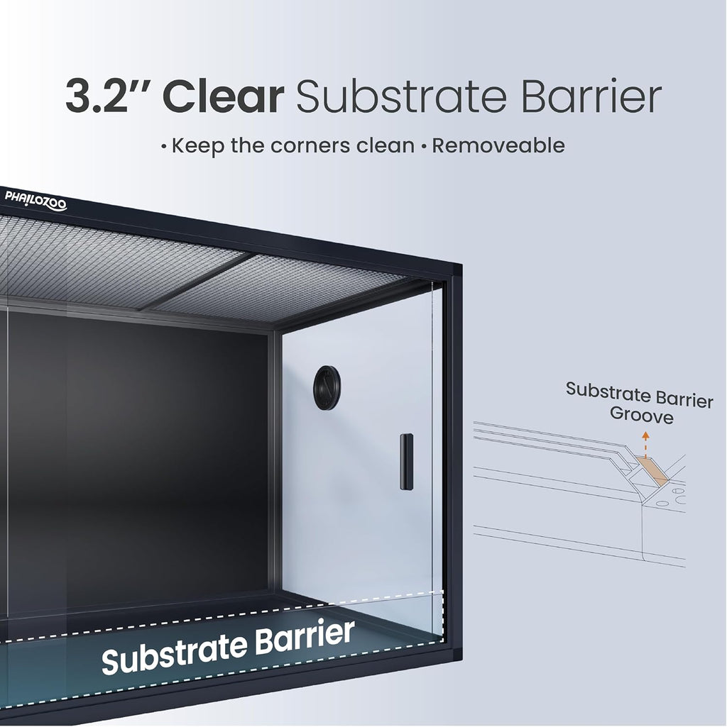 Phailozoo 120 Gallon Bearded Dragon Tank,48' x 24' x 24' Reptile Tank with Sliding Door Top Screen Ventilation, Front Opening Reptile Enclosure for Easy Maintenance