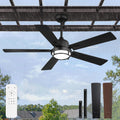 52' Outdoor Ceiling Fans with Lights, Gazebo Hanging Fan with 3CCT Remote Control 6-Speeds DC Motor,IP65 Waterproof Ceiling Fan for Patio Porch Pergola(Black)