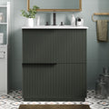 30' Bathroom Vanity Cabinet, Ceramic Sink Top, Fluted Front, 2 Full-Extension Drawers, Perfect for Master Suite, Cozy Guest Bath, or Compact Powder Room