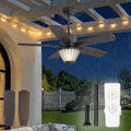 42 Inch Waterproof Outdoor Ceiling Fan with Lights, IP65 Waterproof, Remote Control, 6-Speed Quiet DC Motor, 5 Dual Finish Blades, Farmhouse Ceiling Fan for Patios Porch Pavilion (Black)