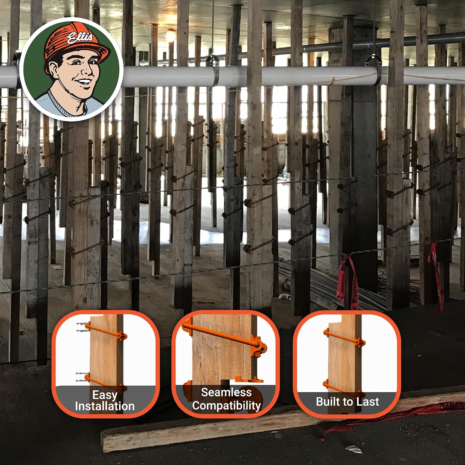 Ellis Shore Clamps - 6x6 Lumber Size, Adjustable Support System, Durable & Secure, Long-Lasting for Woodworking